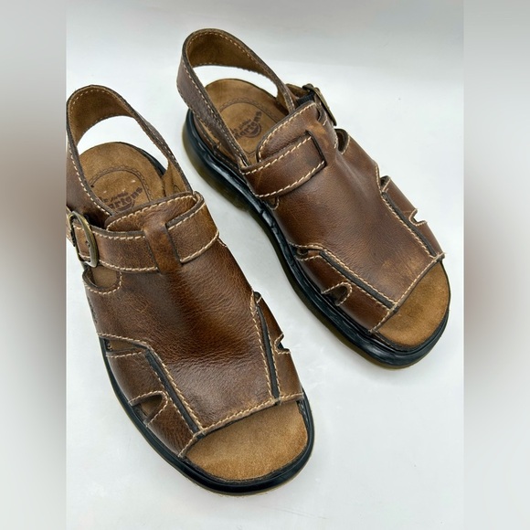 RARE DR MARTENS Sandals Mens SZ 10 
Brown Leather Fisherman Chunky 
ENGLAND Y2K - Picture 11 of 16